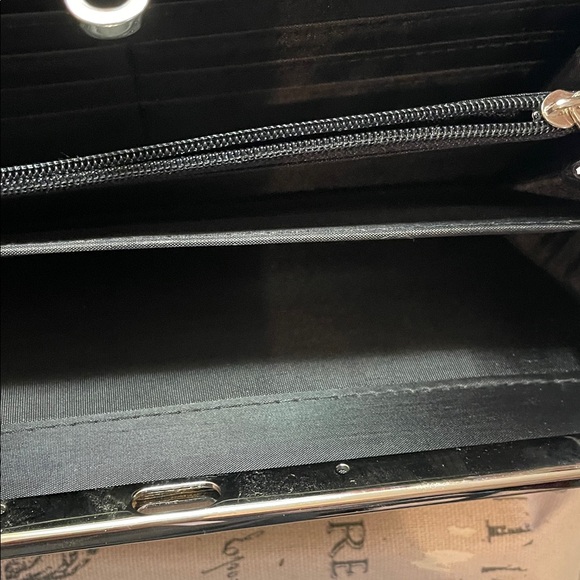 Leopard Print Patent Clutch with Rose Silver Trim - Picture 6 of 12